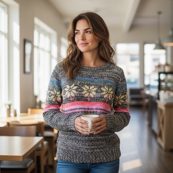 American Eagle Outfitters Sweaters - American Eagle Rainbow Fair Isle Nordic Jegging Holiday Sweater Small